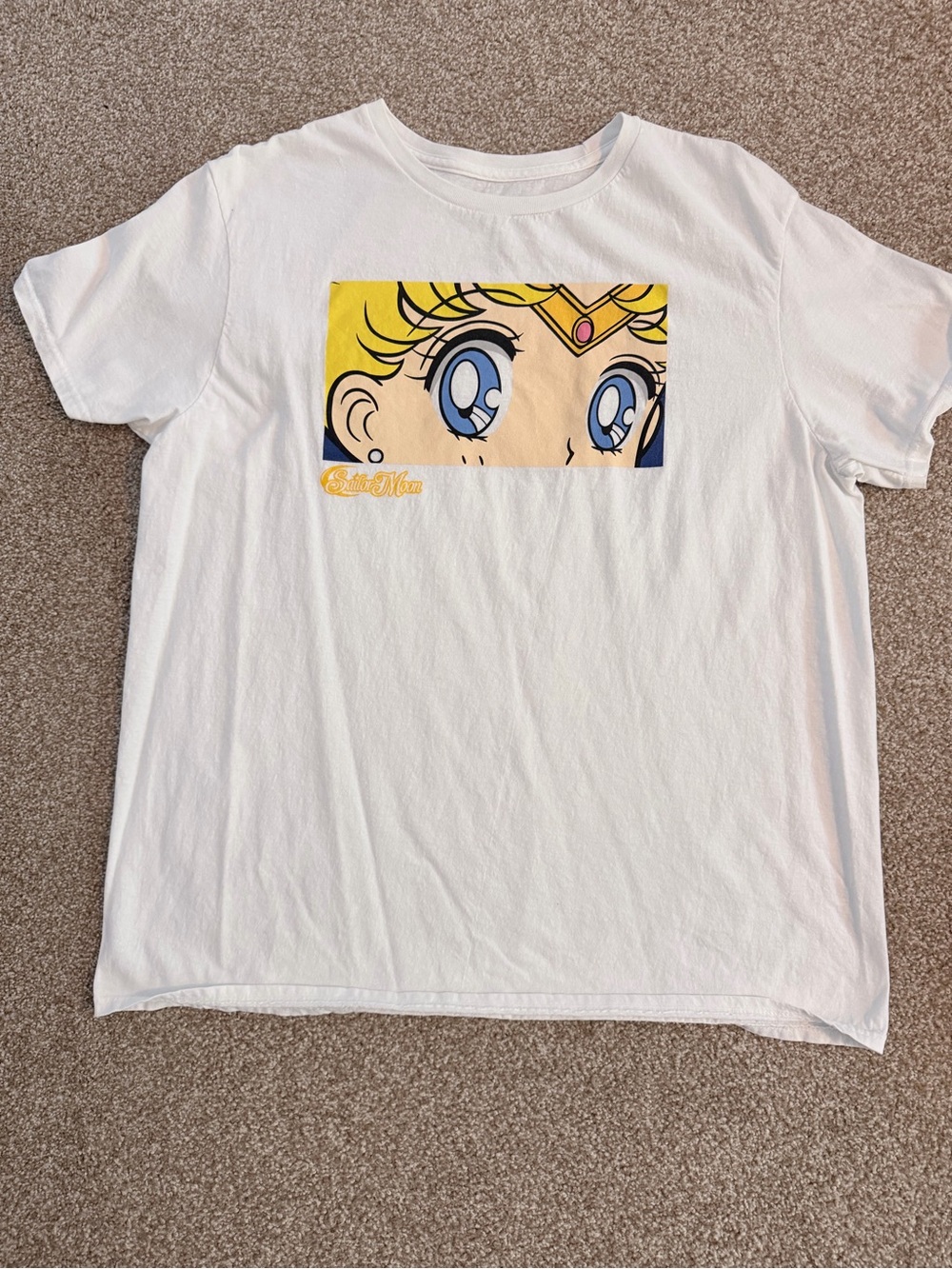 White Mens Sailor Moon Graphic Tee - Anime Eyes Print- XL